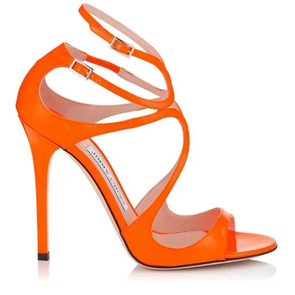 Jimmy Choo Orange Strapy 4" Heeled Sandals Size 36 (US Size 6) - Picture 1 of 11